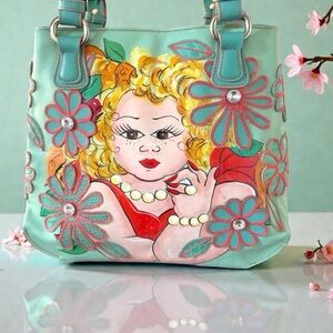 GIANFRANCO LISTI Hand Painted Shoulder Bag • Genuine Leather • Made in Italy